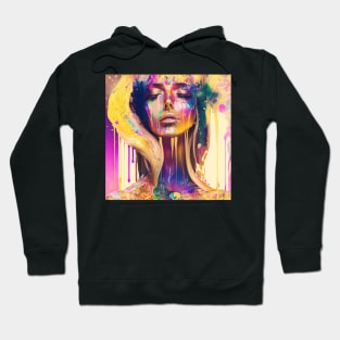 Basking in the Sunshine - Emotionally Fluid Collection - Psychedelic Paint Drip Portraits Hoodie